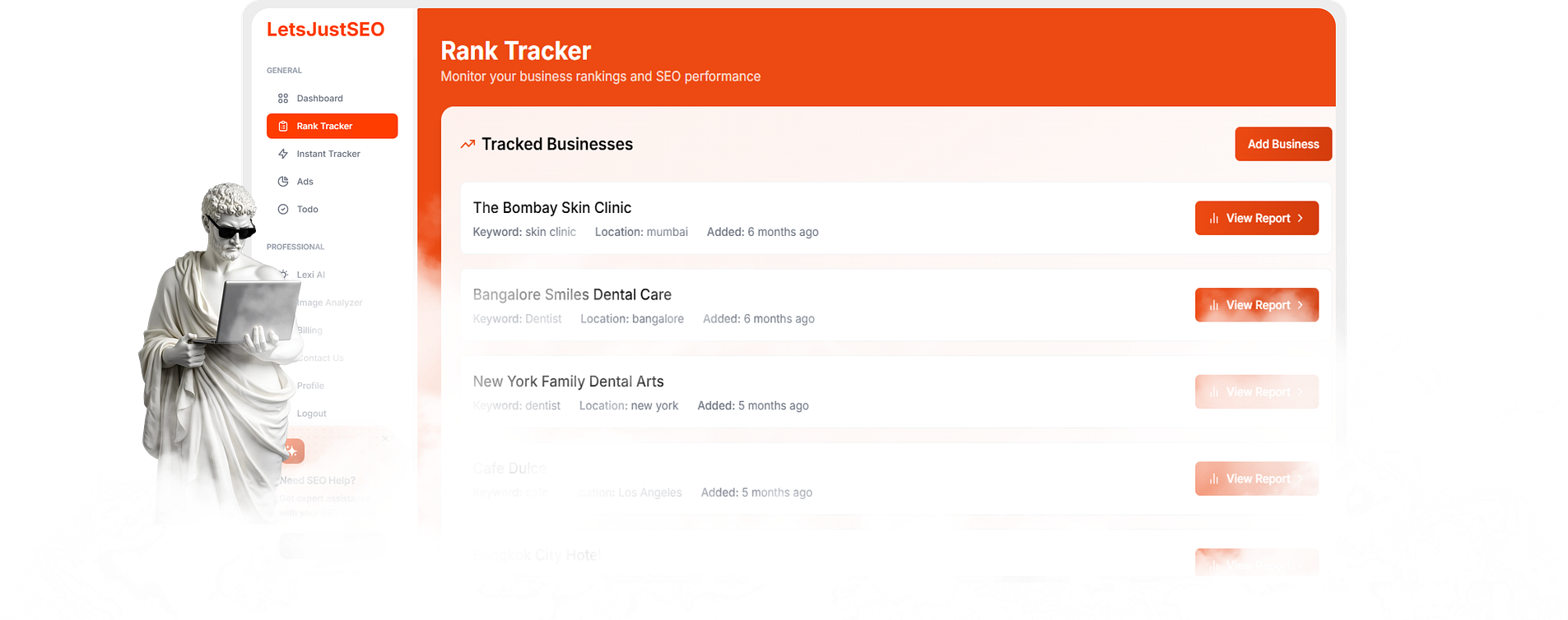 Rank Tracker Dashboard Mockup