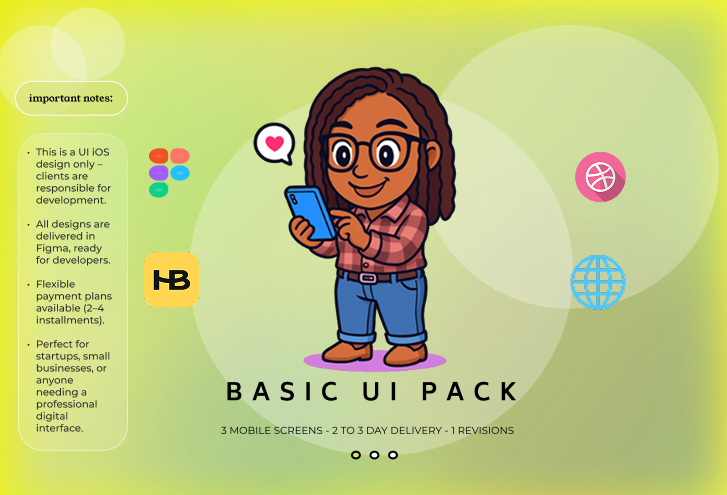 Example of 📦 Basic Pack — “Mobile Starter Screens”