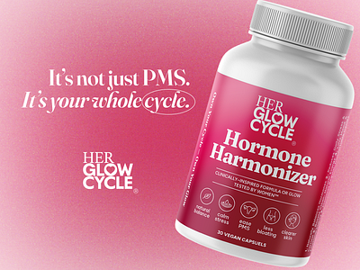 HerGlowCycle — Hormonal Balance band narrative bold branding cycle design graphic design label logo mockup natural package packaging photography product producto typography vegan women