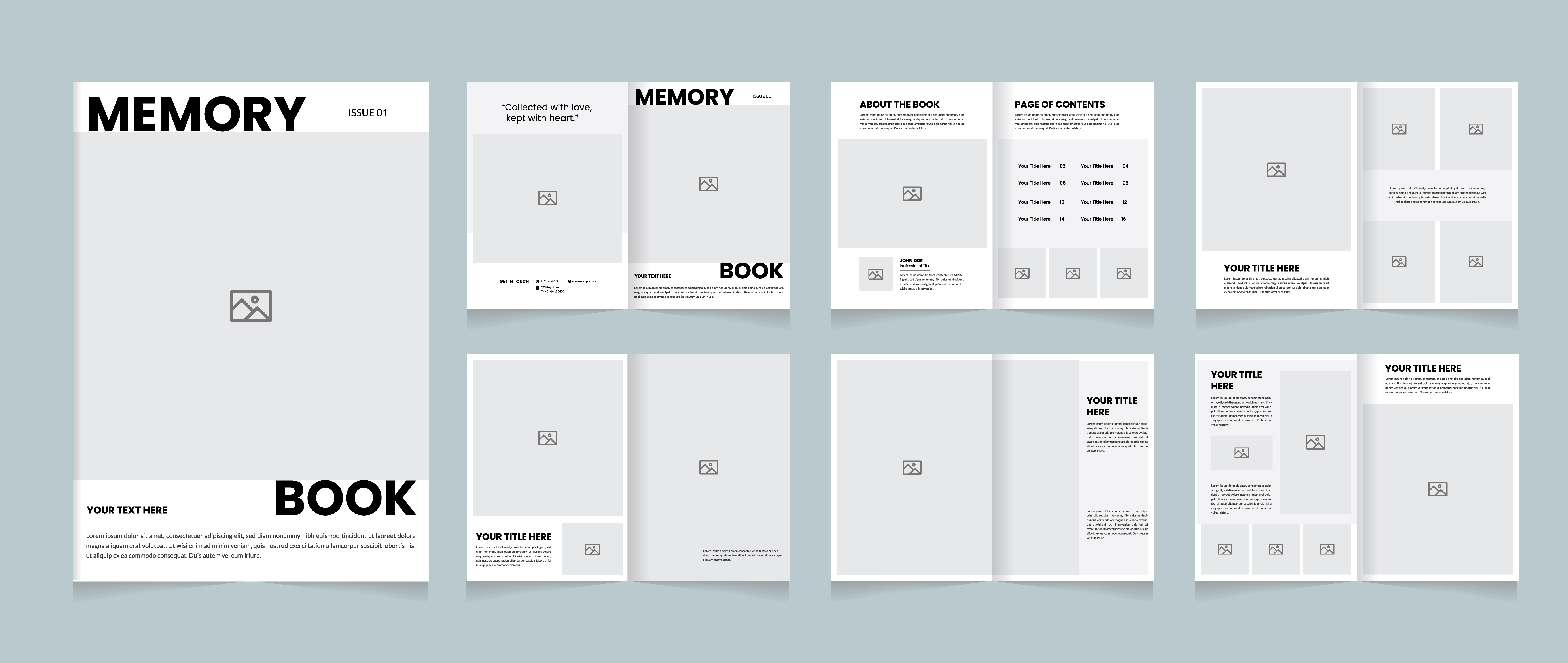 Minimal Memory Book Template a4 book template album page design clean portfolio template creative photo book editable indesign template family album template memory book template minimal magazine design minimalist layout design modern book layout modern brochure design photo book template photo story template photography book layout printable photo album simple photo collage storytelling book us letter template white clean template yearbook layout