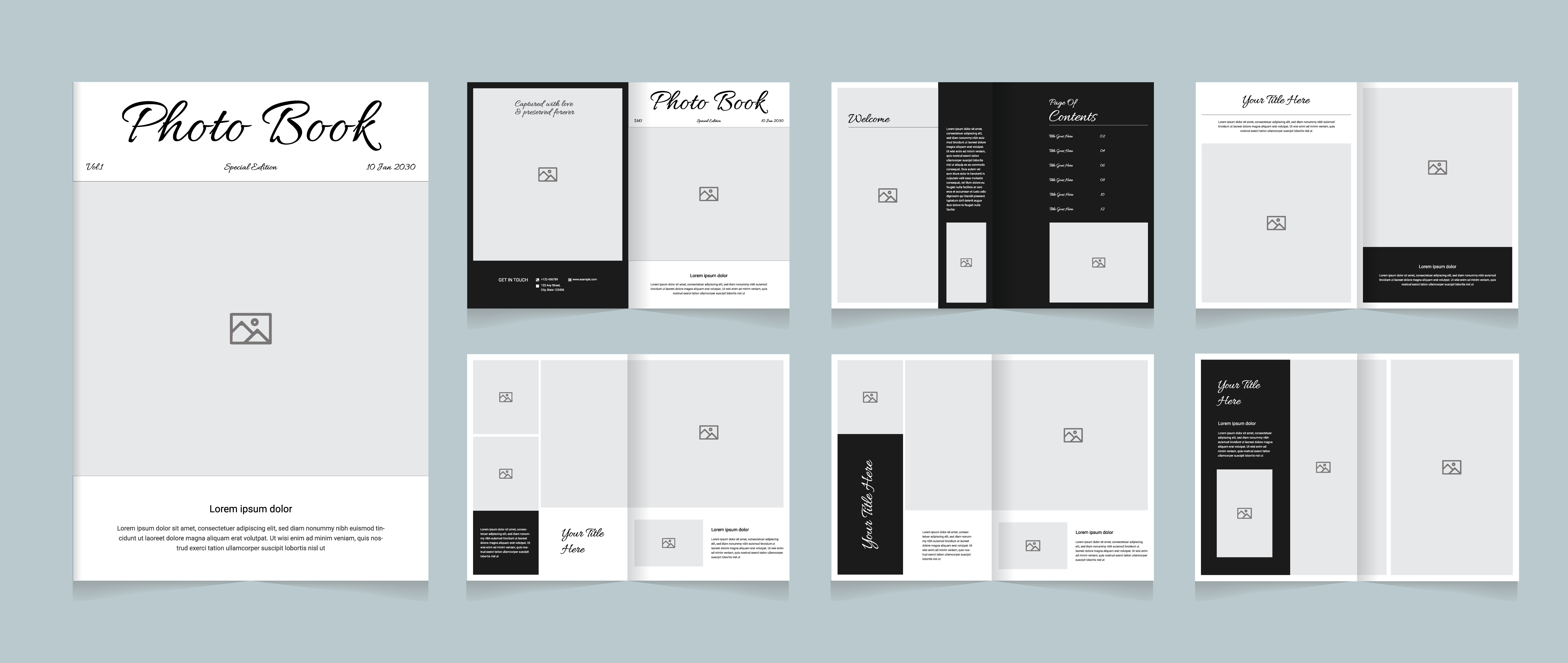 Elegant Photo Book Template Minimal Wedding & Family Photo Album a4 book template black and white template clean book design creative photo album elegant calligraphy title elegant photo book family photo book lifestyle album template magazine style photo book minimal photo album modern photo layout photo book template photo grid layout photography album pages photography portfolio template printable photo book stylish book design us letter book design wedding album layout wedding memory book