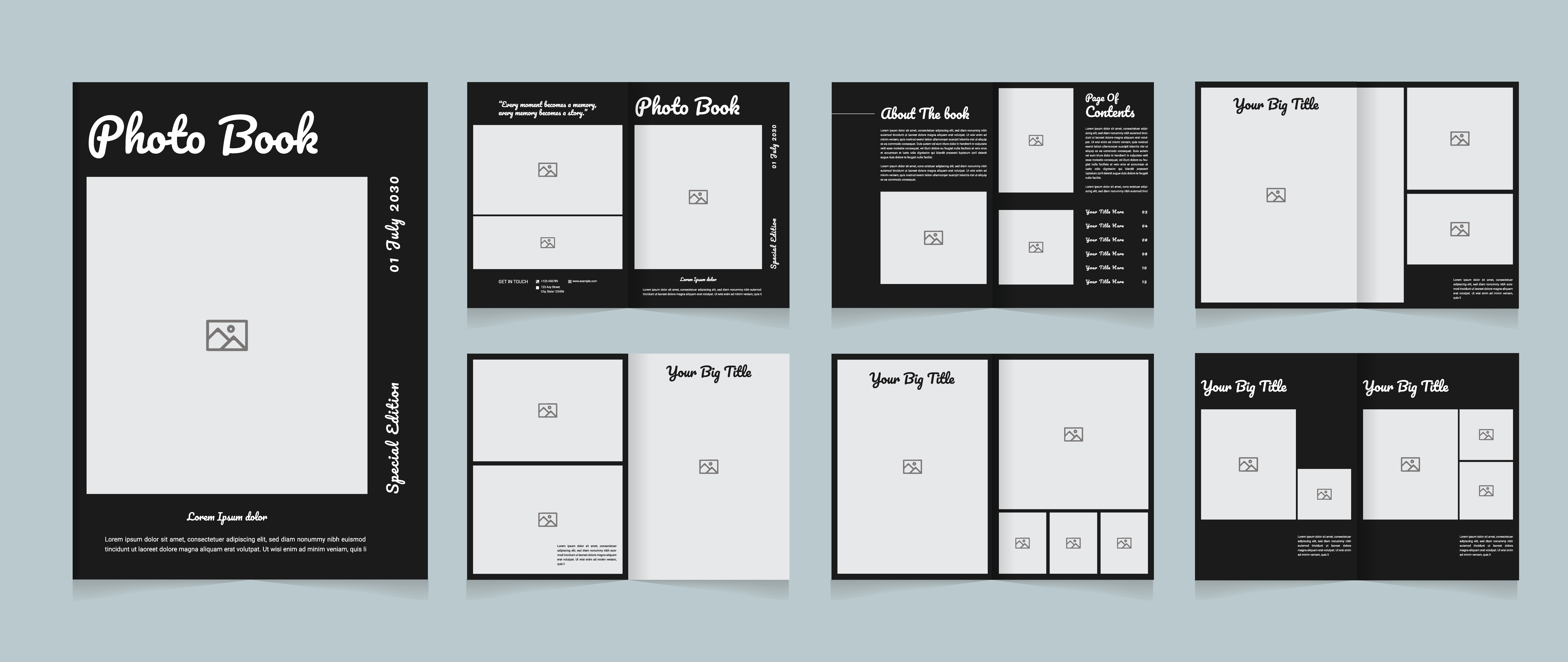 Modern Photo Book Template black and white template creative photo book layout editable photo frames elegant photo book design family photo album lifestyle photo book magazine style photo book memory book design minimalist photo album modern photo book modern portfolio template photo album layout photo book template photo collage template photography portfolio book printable album template printable photo book professional album design travel photo book wedding photo book