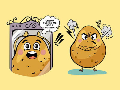 Chemo turned me into a potato! anger angry breast cancer cancer cartoon cartoon character character chemo drawing emotions feelings hand drawn illustrated illustration line art mad potato spud suprise tater