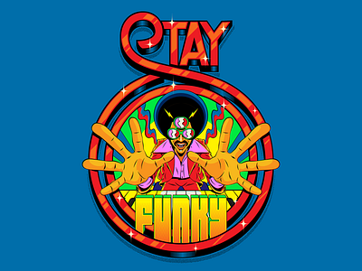 Stay Funky afro color custom type design funk funky groovy hand lettering illustration lettering music piano psychedelic retro soul surrealism typography vector vintage