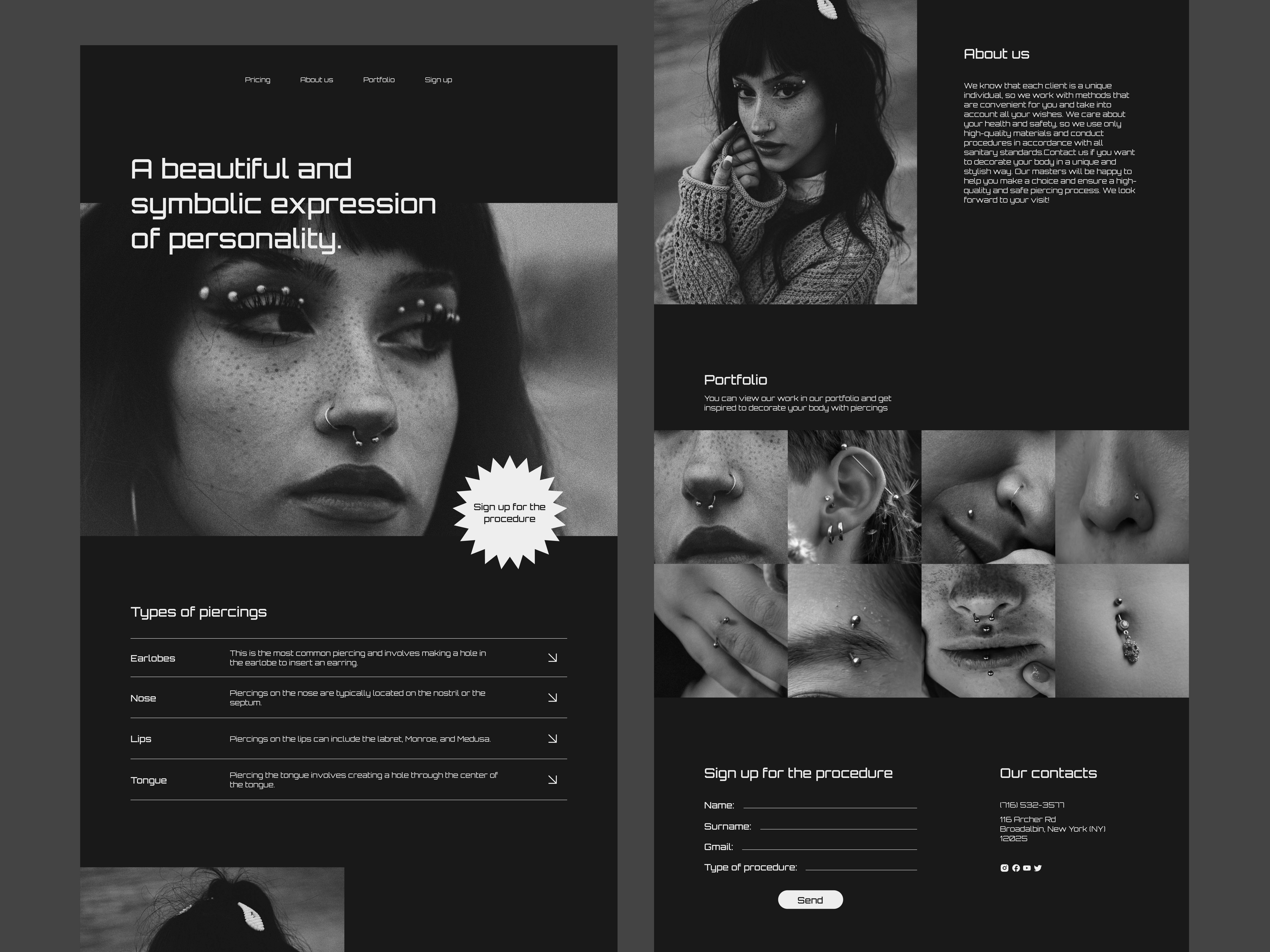 Piercing Studio Website figma ui uxui design webdesign website