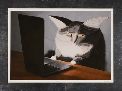 Prints cat cats collage laptop linus prints