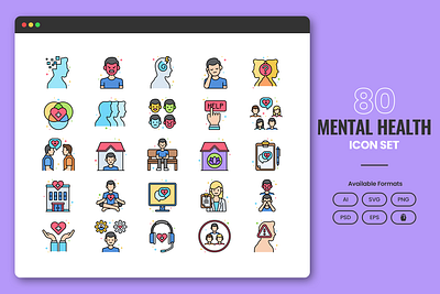 Mental Health Icon Set branding design graphic design icon icons illustration ui ux vector