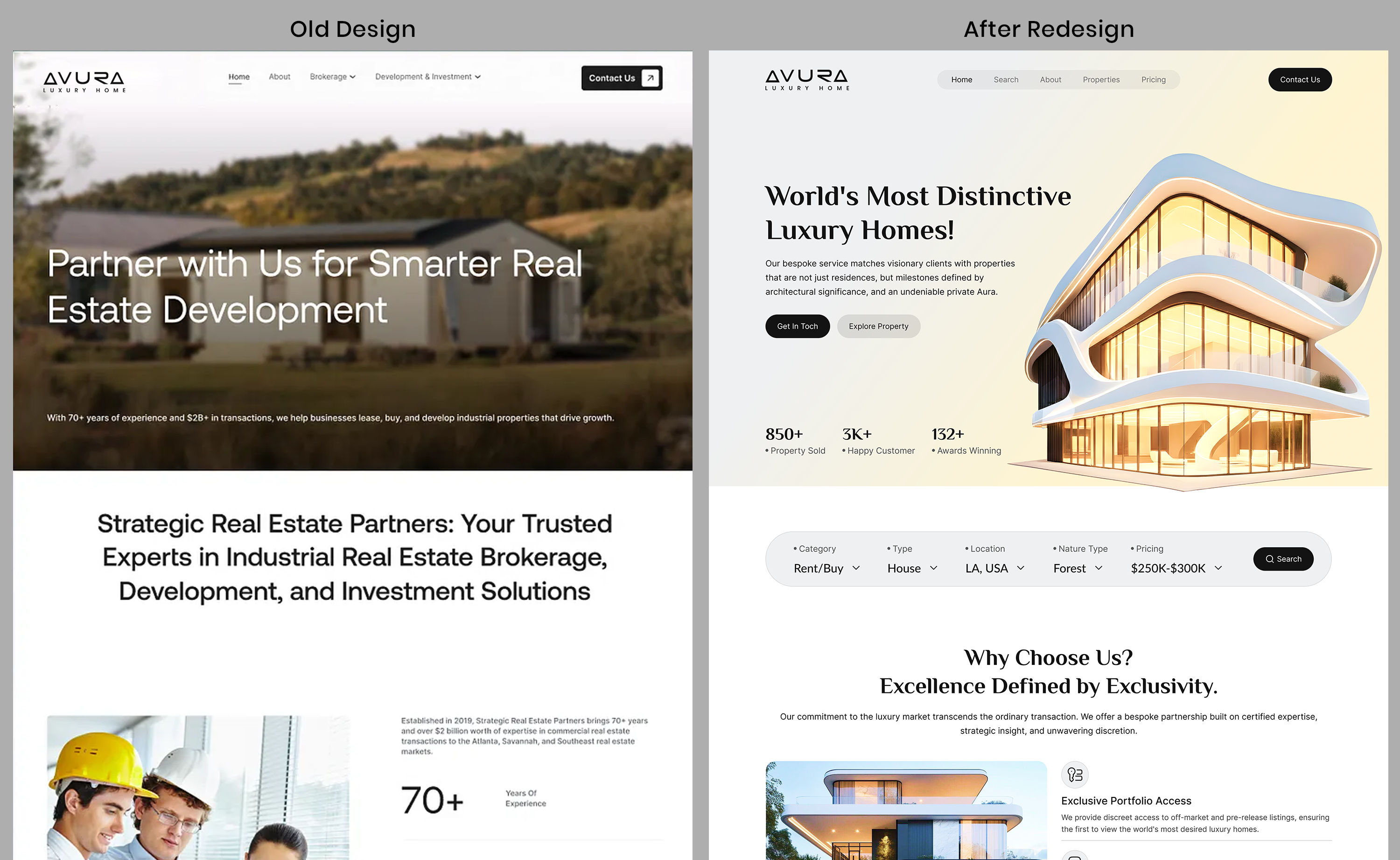 Example of Real Estate Website /Landing Page Design