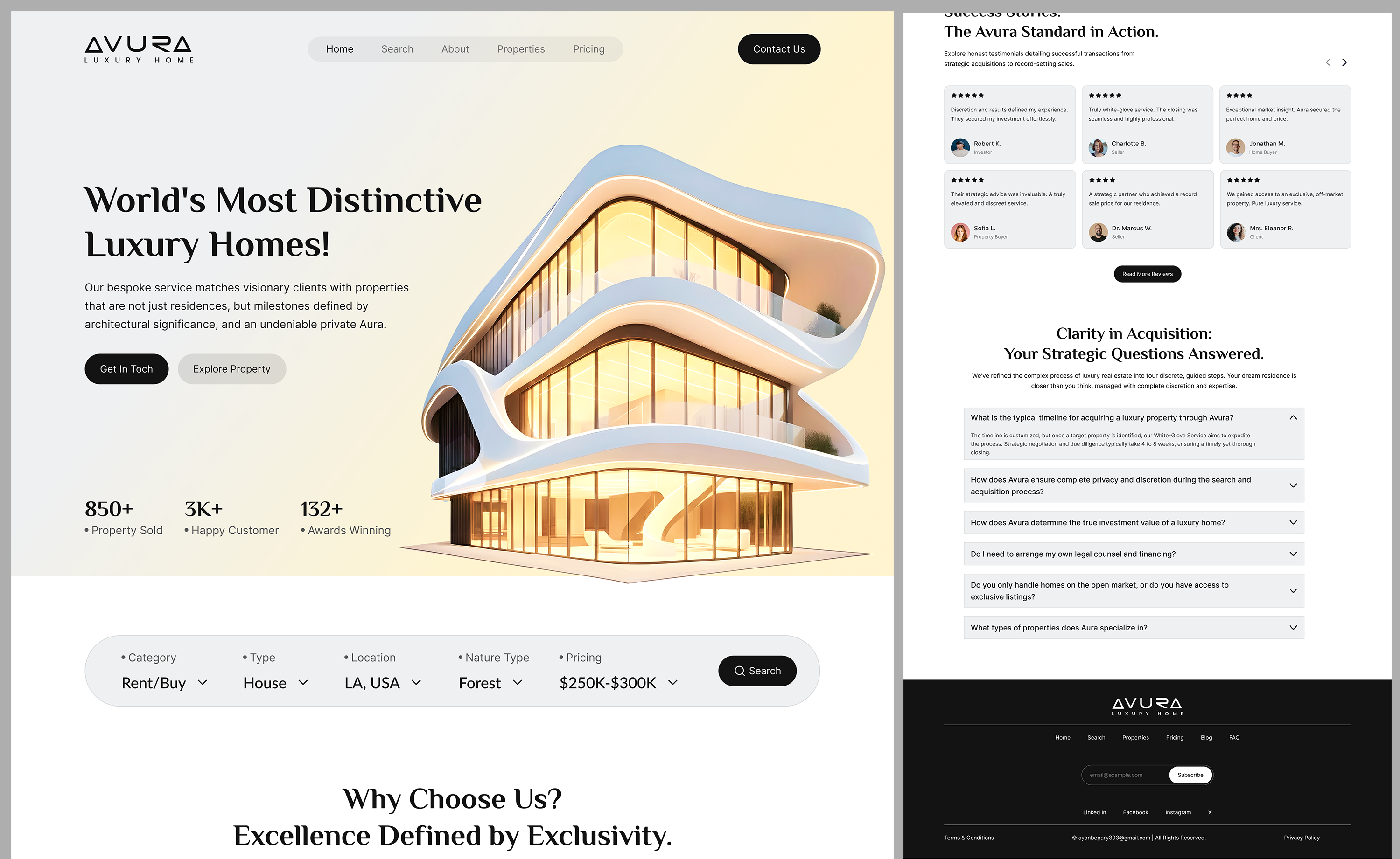 Example of Real Estate Website Landing Page Design