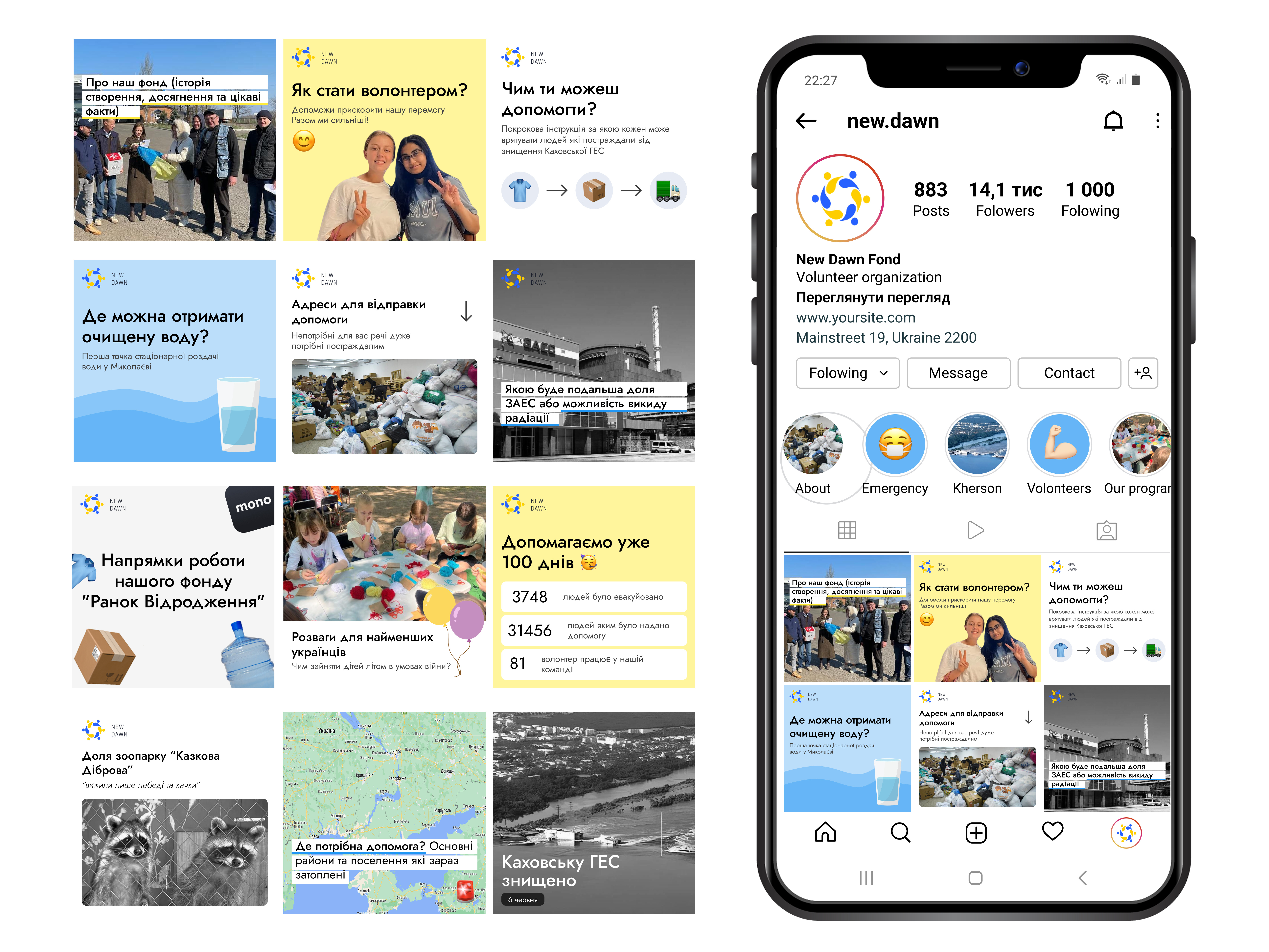 Instagram Page Redesign — New Dawn Volunteer Organization figma instagram smm ui