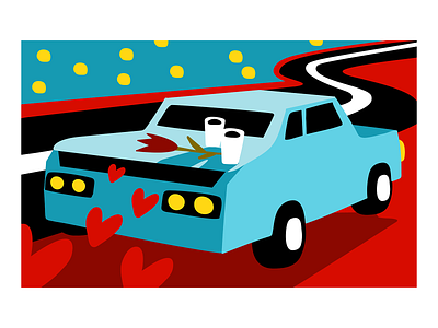 Svidanie 2d abstract car cartoon coffee composition date design graphic design illustration laconic love minimal poster space vector vector illustration
