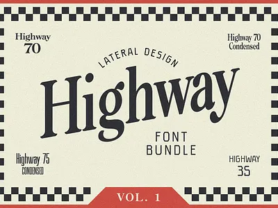 Highway Font Bundle branding checkerboard checkered chic clean condensed design elegant font bundle fonts graphic design modern posters retro serif social media typography vector graphics vintage