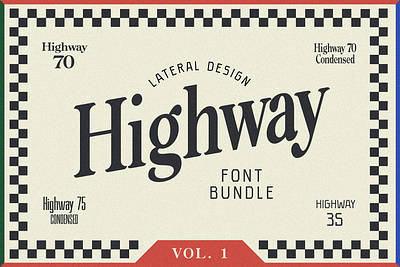 Highway Font Bundle branding checkerboard checkered chic clean condensed design elegant font bundle fonts graphic design modern posters retro serif social media typography vector graphics vintage