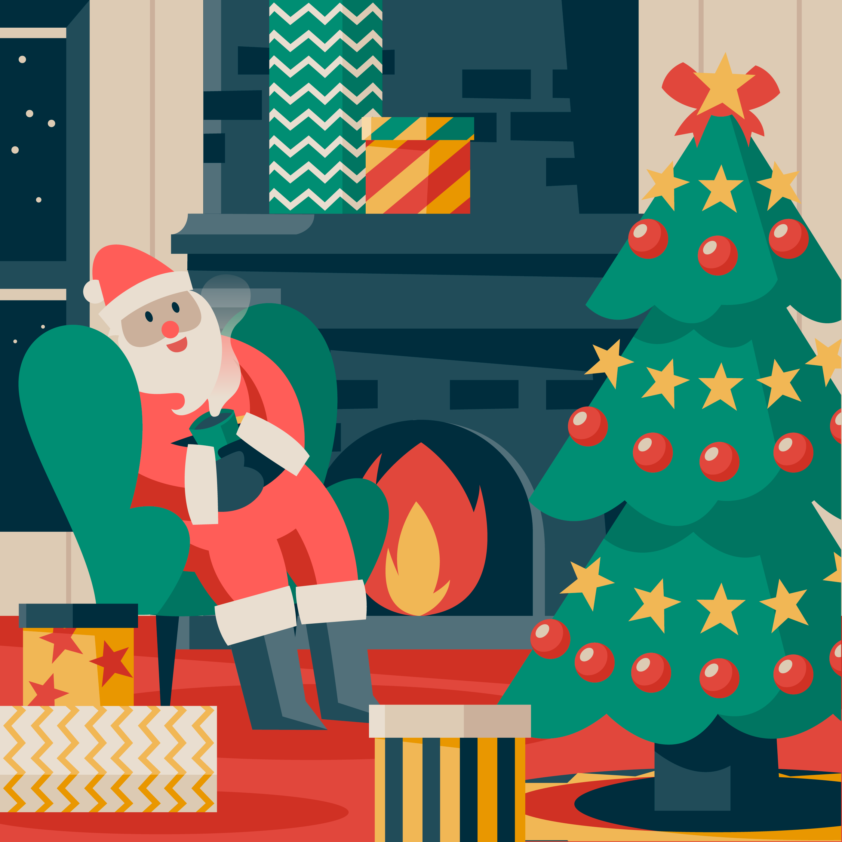 Grandpa Christmas House digital illustration graphic design illustration vector