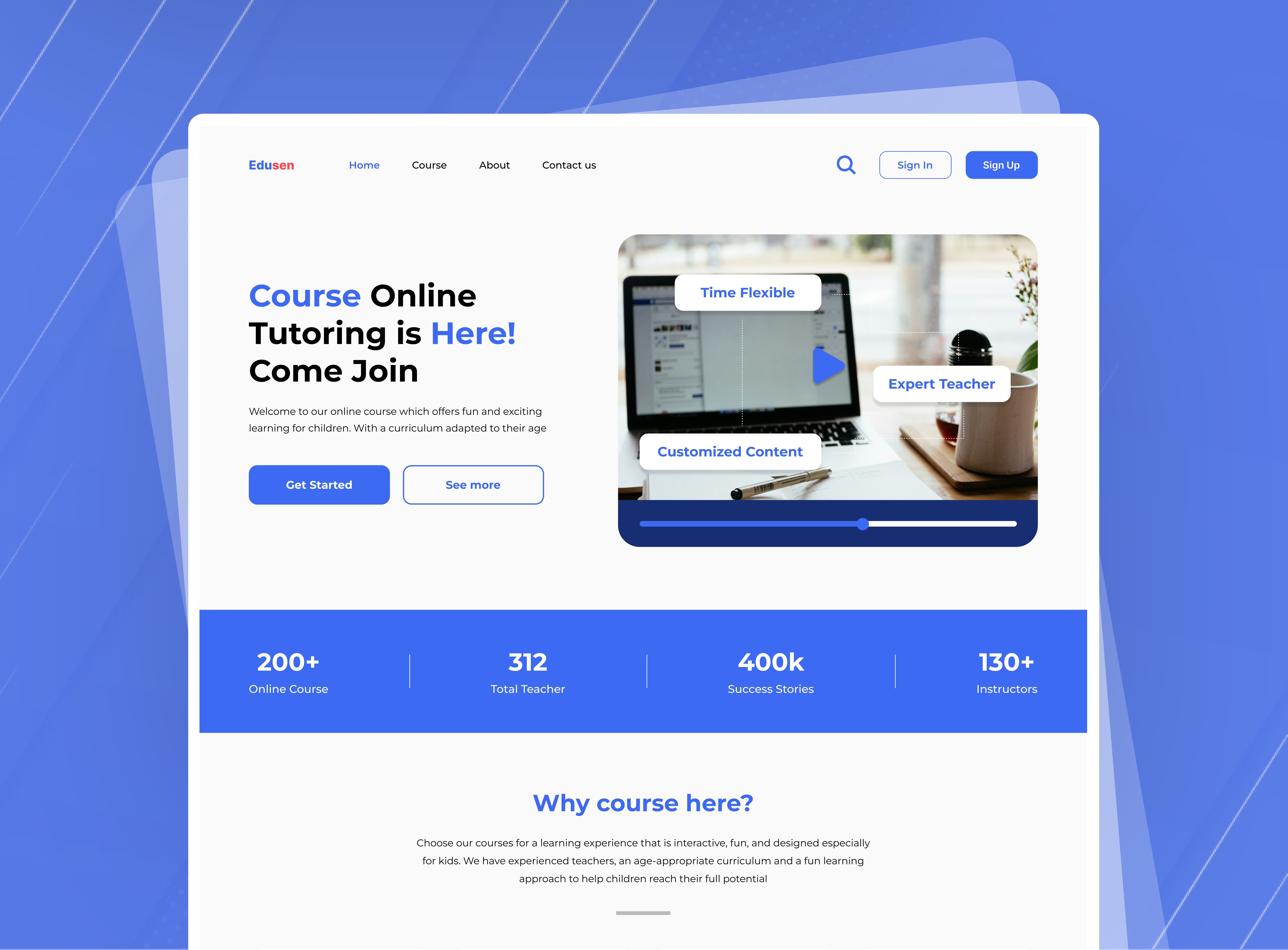 Example of Online Learning Platform Website Design