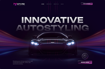Automobile detailing services website webflow agency art automobile autostyling car design detailing home page landing page landing page design neon tecnology ui vehicle web design wrap