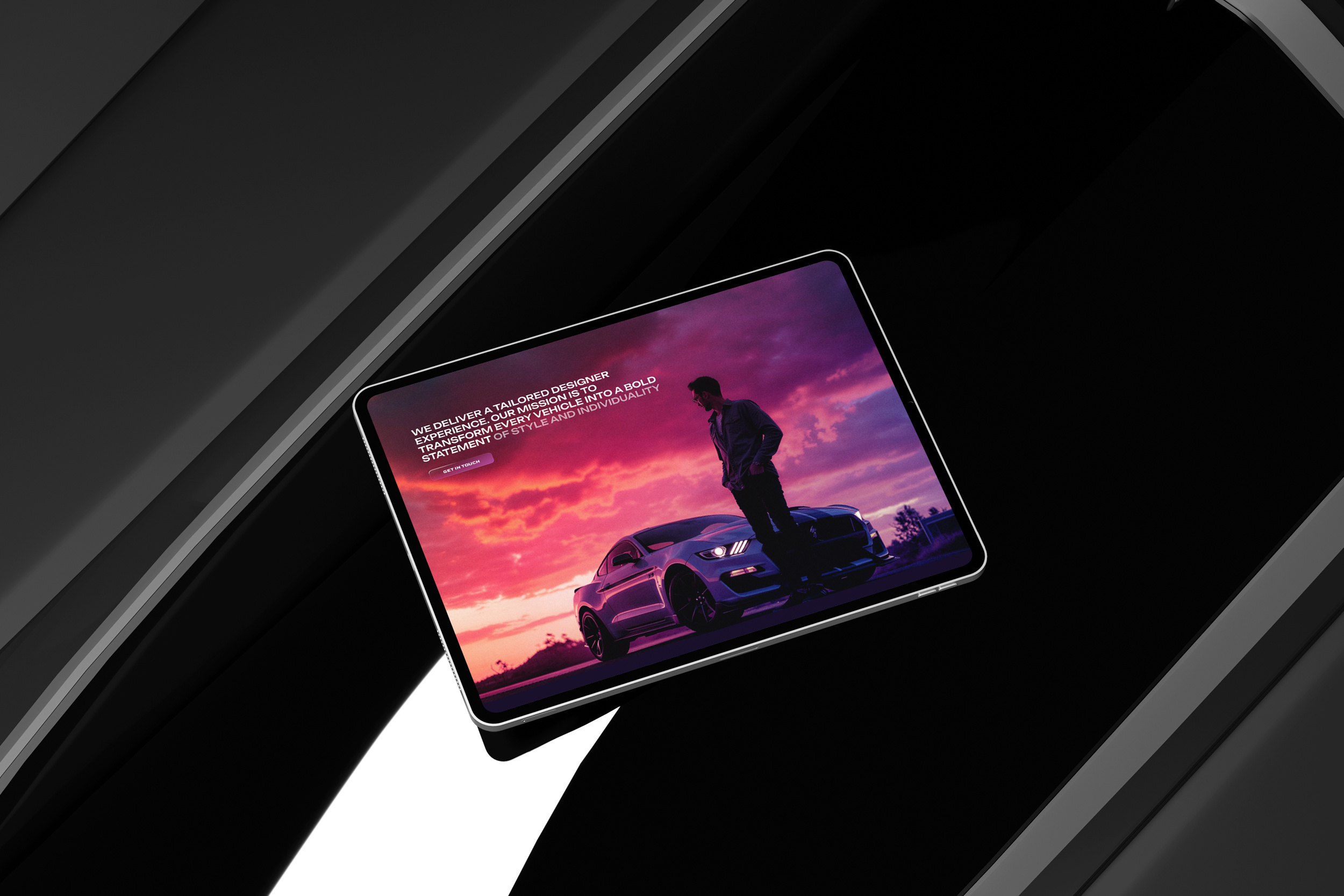 Automobile Styling Services Website Design in Webflow automobile dark detailing development futuristic home page design landing page minimal mobile neon responsive review tablet web design website design