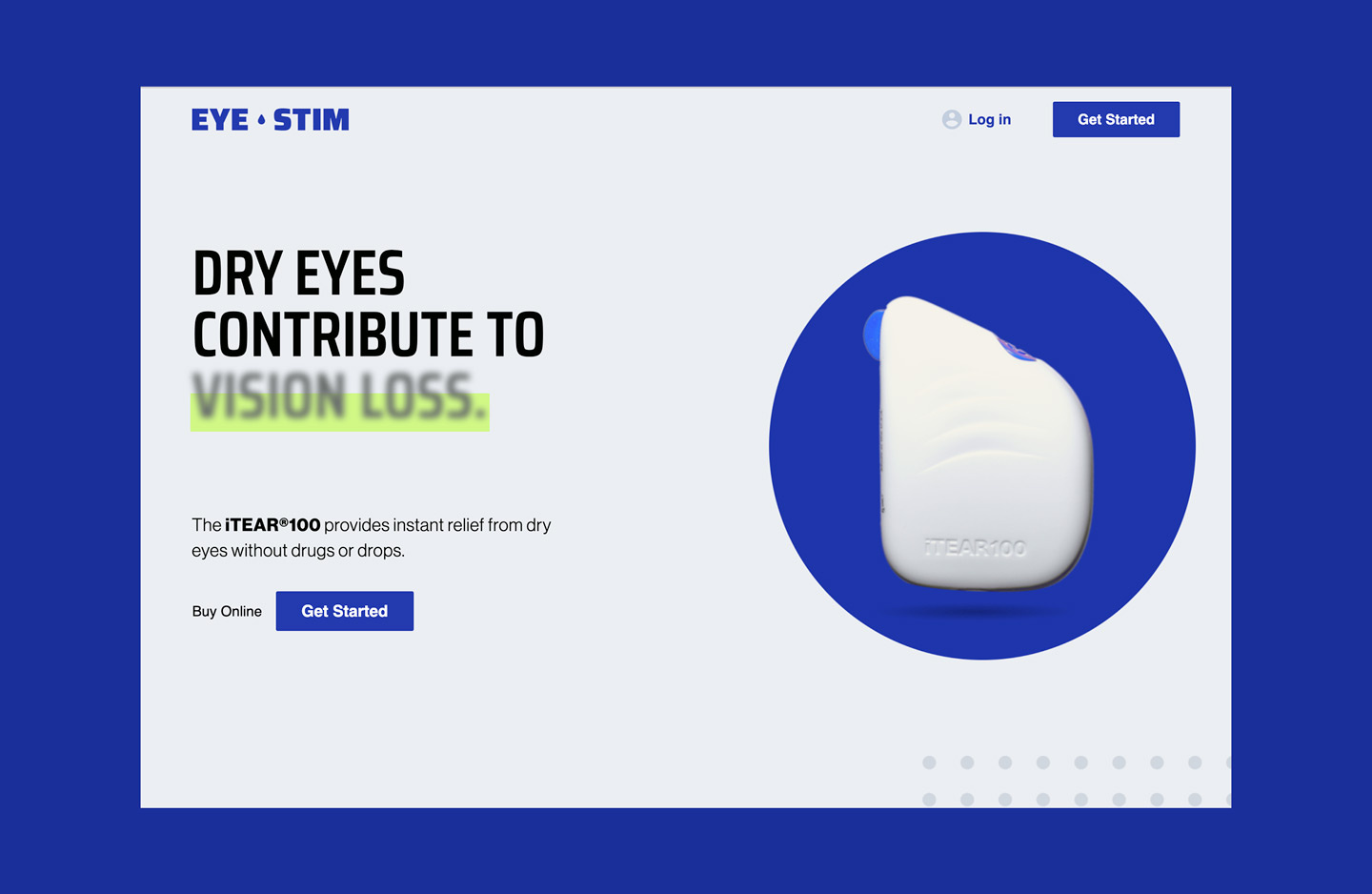 Eye-Stim app blue blur eyes optical react vision