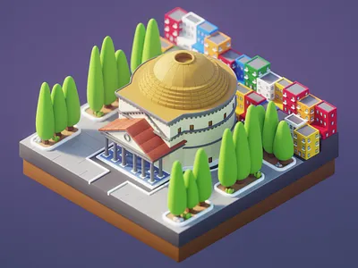 Pantheon Europe 3d 3dillustration 3dmodel building europe graphic design illustration pantheon ui