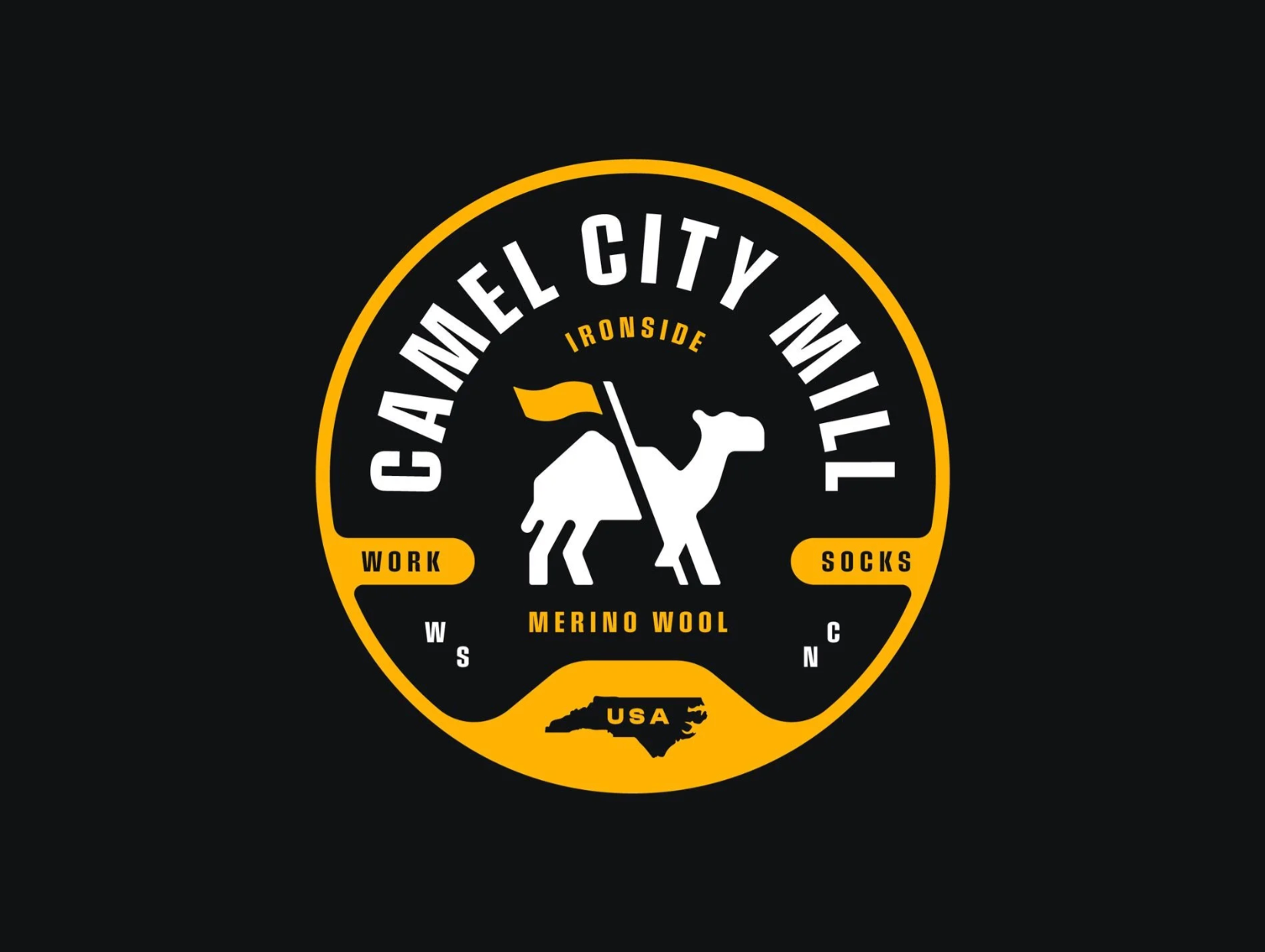 Camel City Mill • Branding Elements apparel brand bold branding camel carhartt flag heavy industrial logo logo design logodesign outdoors rugged strong workwear