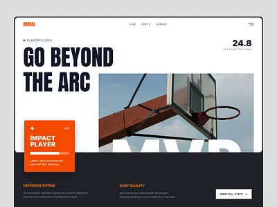 ARENAL - Website for Sport Product analytics basketball cleanui dashboard hero sports stats typography ui webdesign