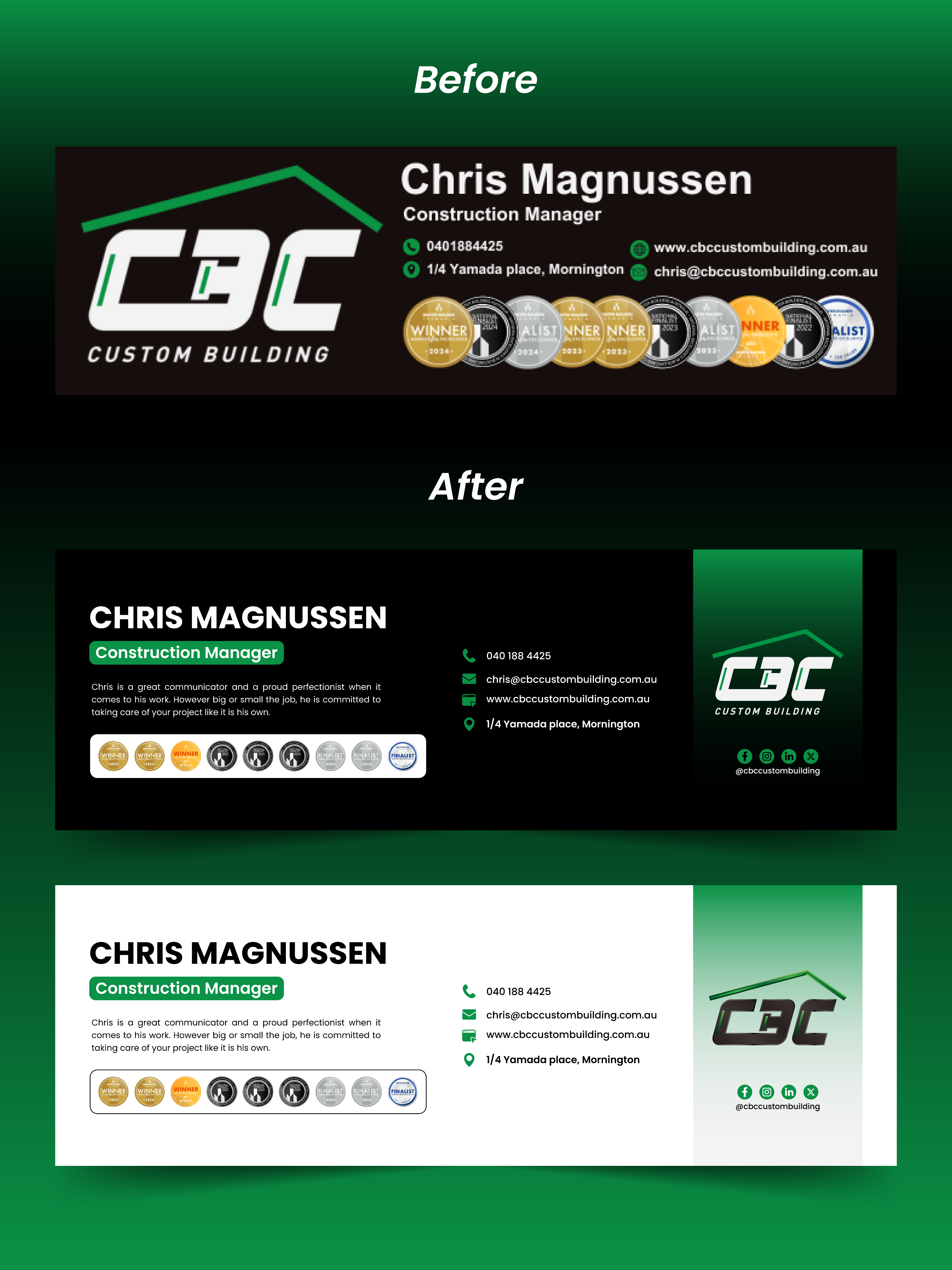 Email Signature Redesign — Before & After beforeafter brandidentity brandrefresh constructionbrand corporatedesign designtransformation emailsignature graphicdesign layoutdesign professionaldesign redesign shahria abir visualdesign