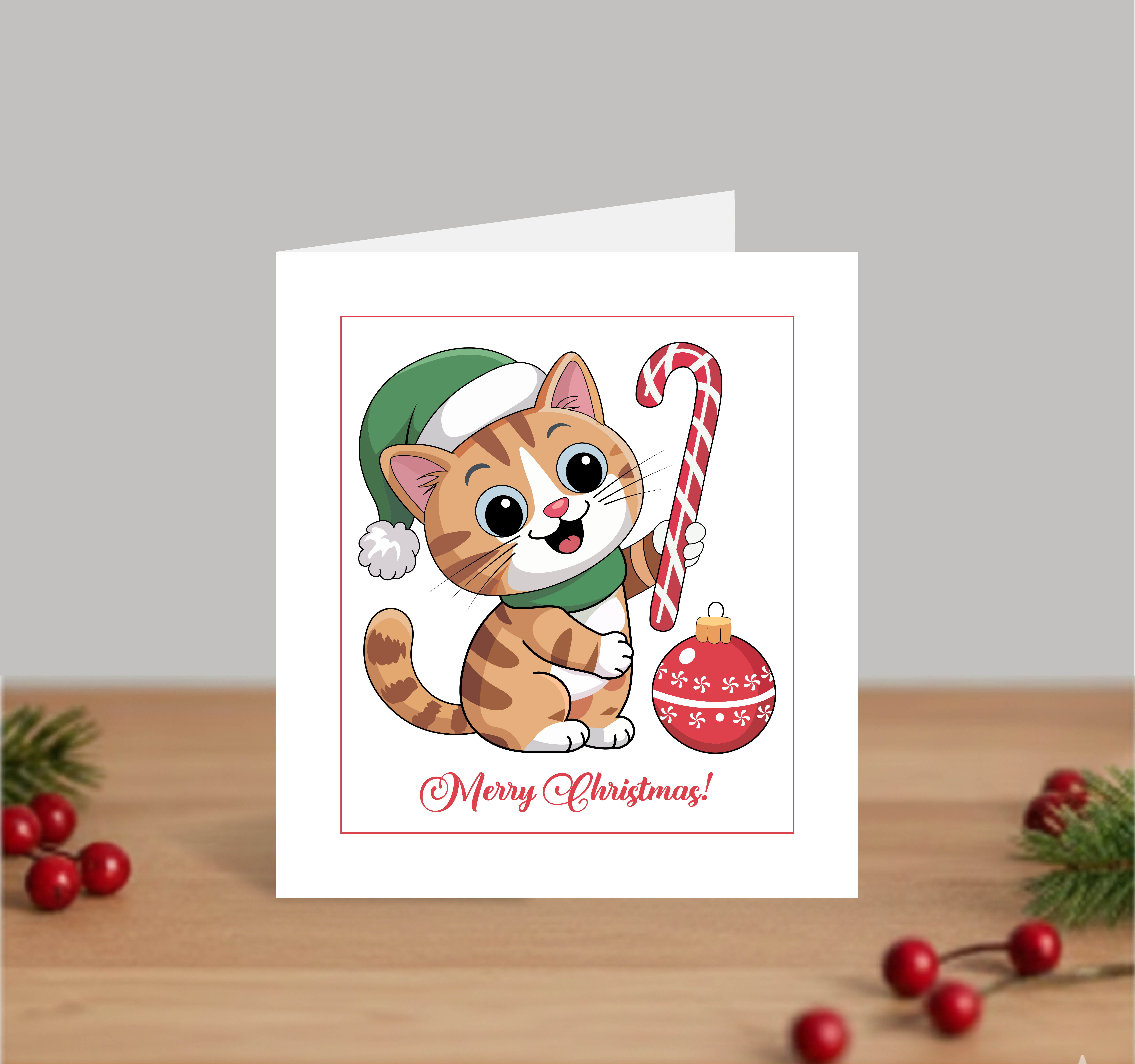 Cute Christmas Cat Illustration (Mascot Design) branding candycane cartoon christmascat characterdesign christmasbauble christmasillustration cutecat digitalart festivedesign gingercat graphic design holidayart holidayvibes illustration kittenart mascotdesign merryandbright vectorart
