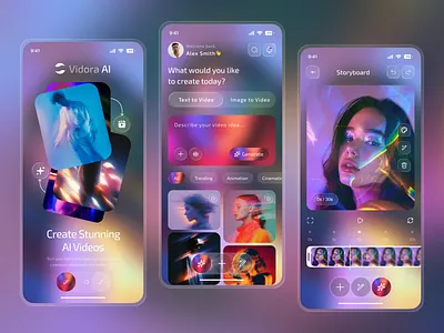 AI Video Creation Mobile App ai app ai image generator ai text to video ai video creator ai video generator app assistant creation crm dashboard design generation image interface mobile app product saas service video editing video generator