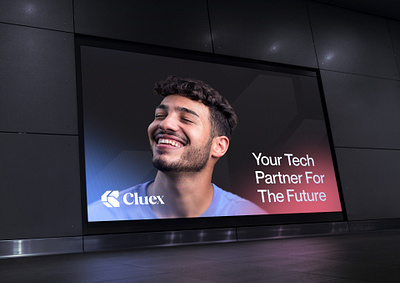 Cluex – AI Branding & Identity for SaaS Tech ai tech identity branding cluex branding corporate identity digital signage employee branding futuristic logo gradient branding id card design identity logo design modern tech office branding saas branding saas design saas poster design startup branding