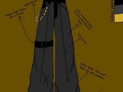 TROUSER PANT ILLUSTRATION WITH BUCKLE clothing design fabrics fashion fashion illustation graphic design pattern design