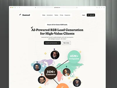 AI B2B SaaS Lead Generation Website Design interface product service startup ui ux web