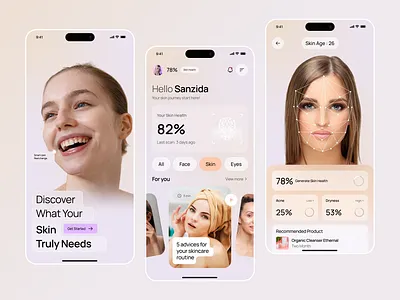 Skin Care Mobile App app beauty beauty product clean cosmetic cosmetology doctor health product products routine skin skin care mobile app skincare ui ux