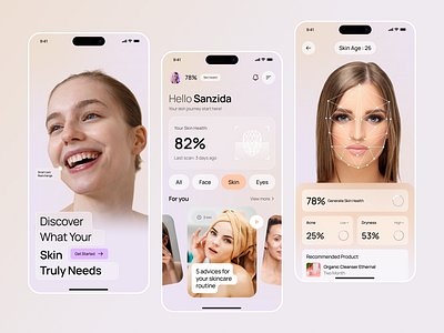 Skin Care Mobile App app beauty beauty product clean cosmetic cosmetology doctor health product products routine skin skin care mobile app skincare ui ux