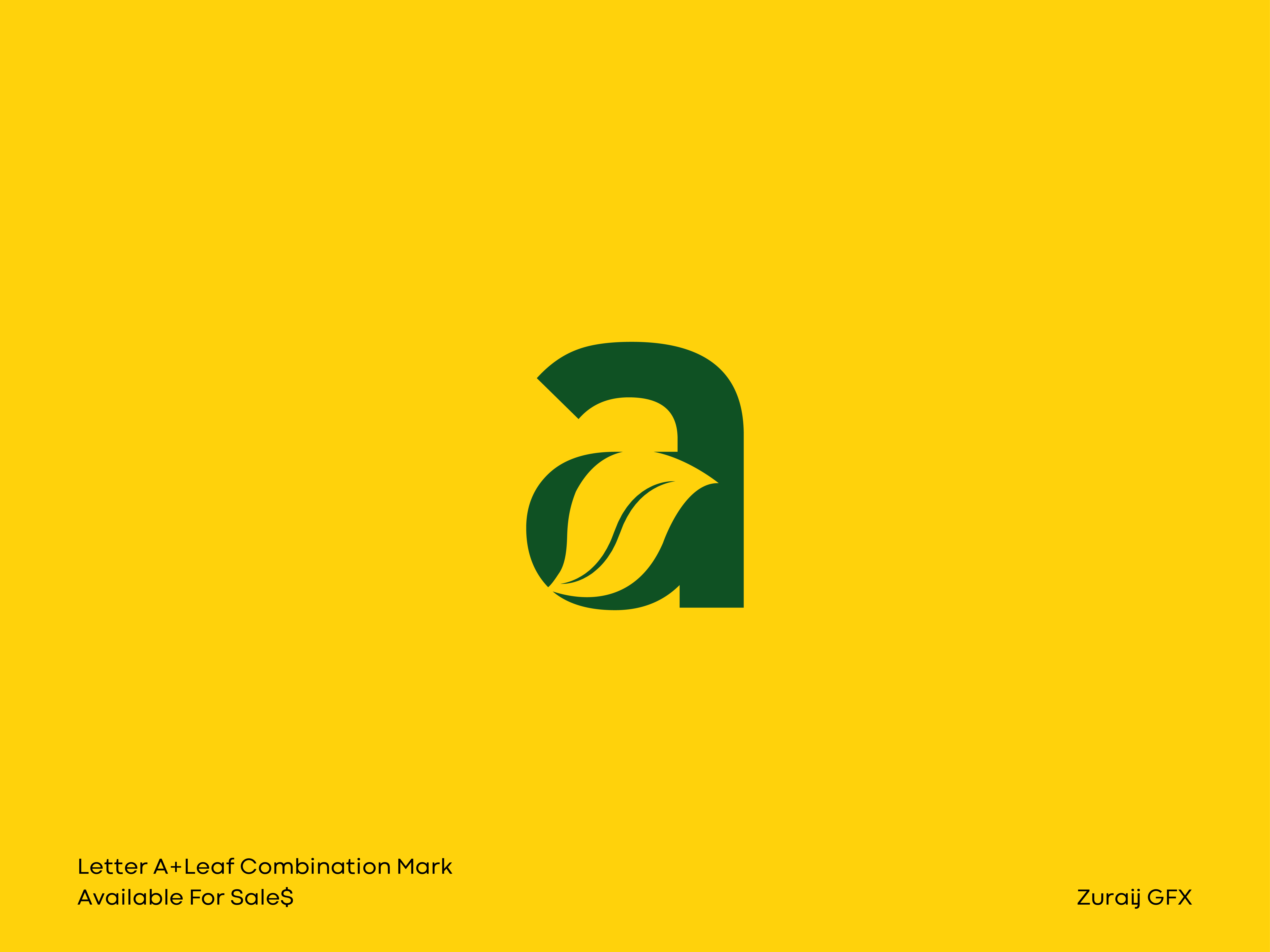 Letter A Leaf Logo Design 3d branding brandmark creative logo design graphic design illustration leaf icon leaf logo letter a letter a leaf letter logo lettermark logo logomark nature logo typography vector yellow