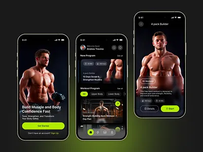 Modern Fitness Mobile App app concept clean ui dark ui fitness app fitness redesign fitness ui gym app health app mobile app design mobile ui modern ui product design training app ui design uiux ux design workout app workout ui