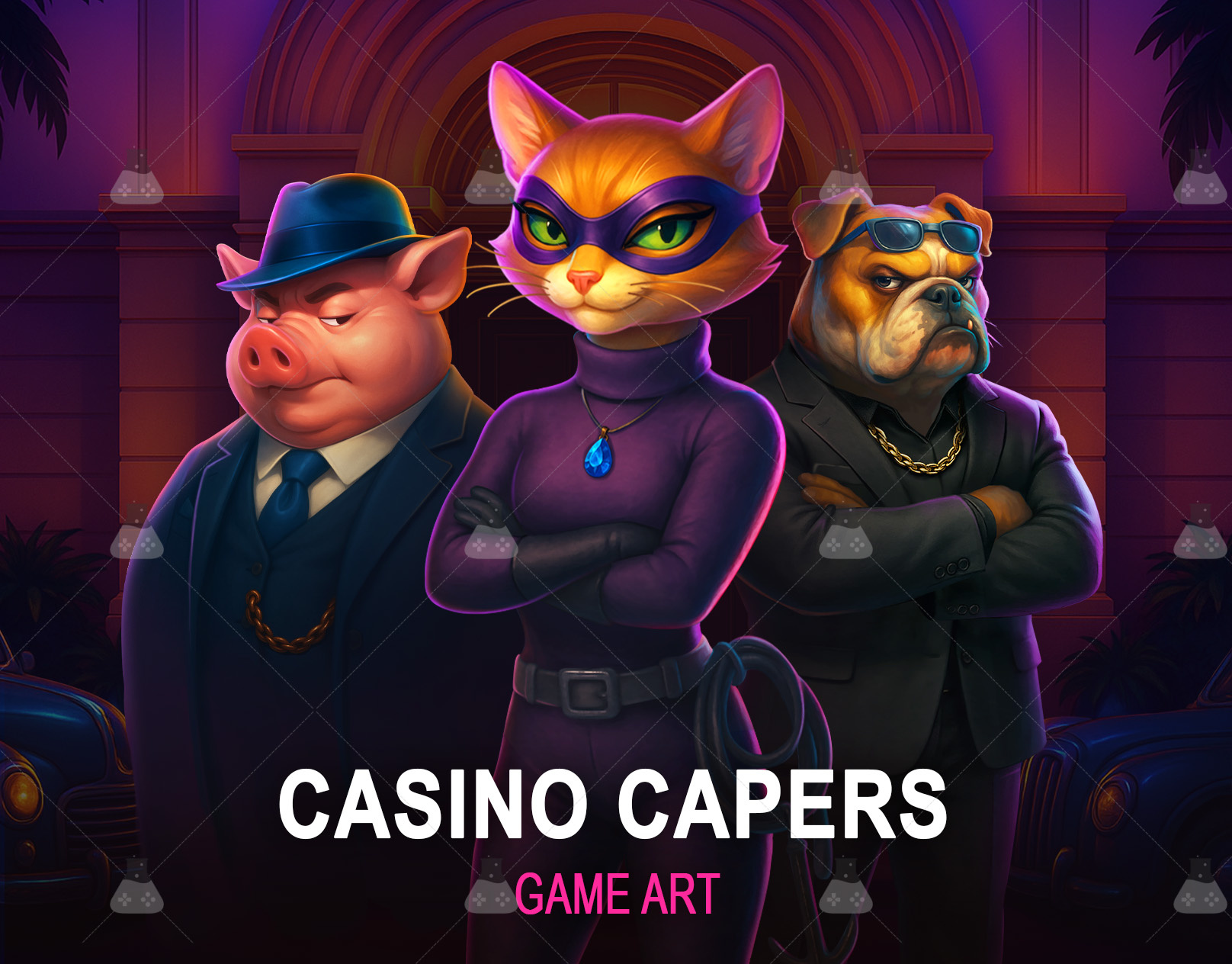 Casino Capers – Slot Game UI/UX | Slot Game Studio - Gamix Labs 2d animation 2d artwork 2d character animation animal slot animation casino slot machine character animation game animation game art game characters game development gamix labs outsourcing services slot slot animation slot art services slot machine slot symbols animation