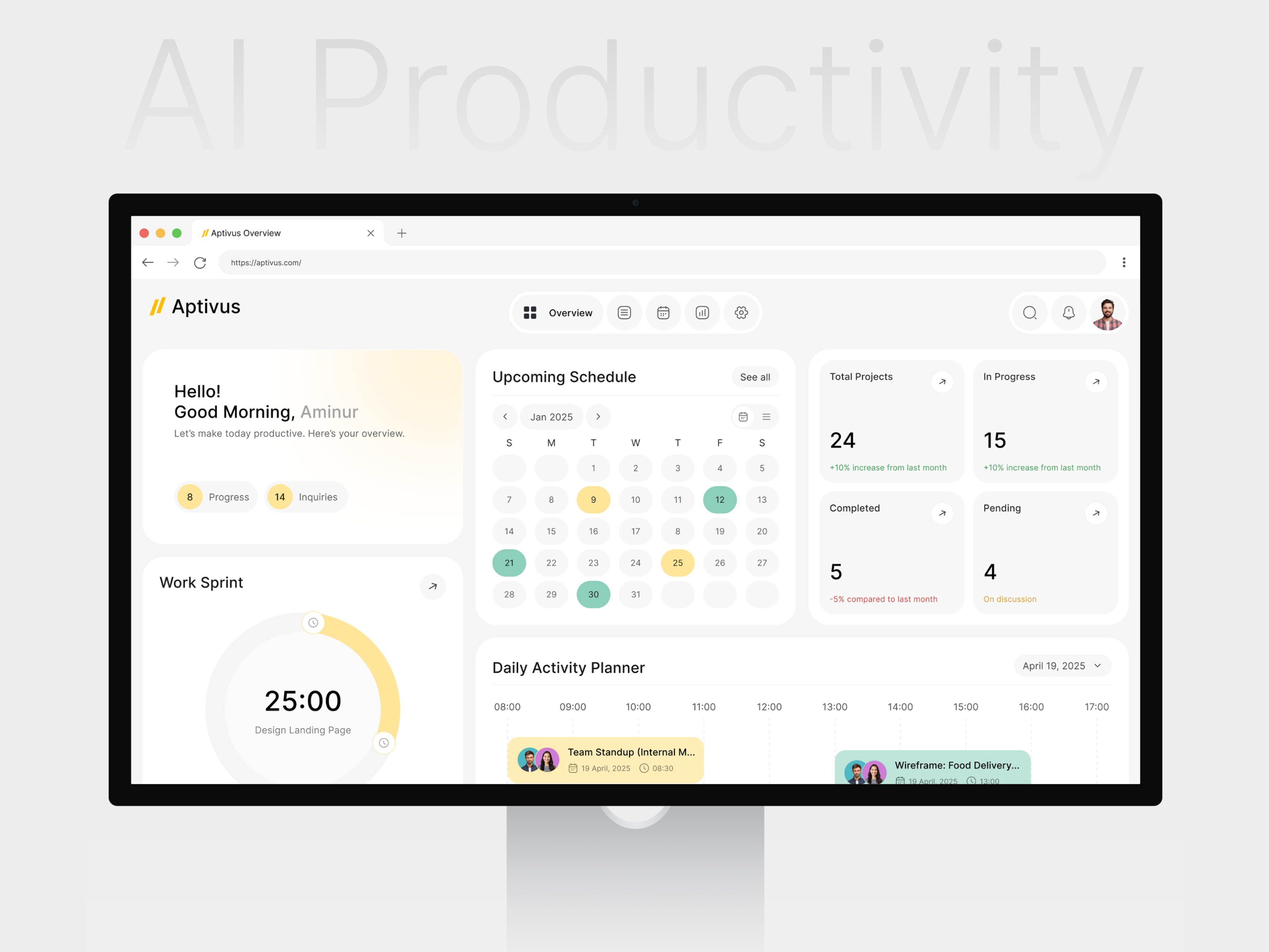 SaaS Productivity Dashboard ai dashboard ai productivity dashboard dashboard design productivity app productivity dashboard saas saas dashboard saas design saas productivity saas web app task schedule management task management task manager web app workflow management workspace