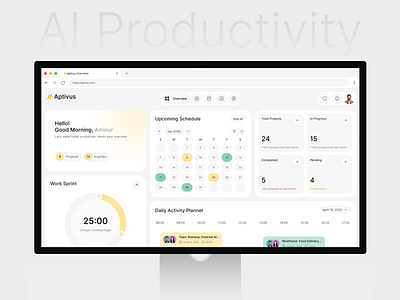 SaaS Productivity Dashboard ai dashboard ai productivity dashboard dashboard design productivity app productivity dashboard saas saas dashboard saas design saas productivity saas web app task schedule management task management task manager web app workflow management workspace