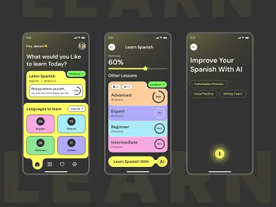 AI-Powered Language Learning App ai app design ai language ap ai language learning app design app development app ui language app design language app ui ux language learning language learning app language mobile app learning language design learning mobile app mobile app mobile app design smart learning app uiux