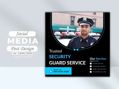 Security Service Ads Template Design police uniform security guard security man security officer security services