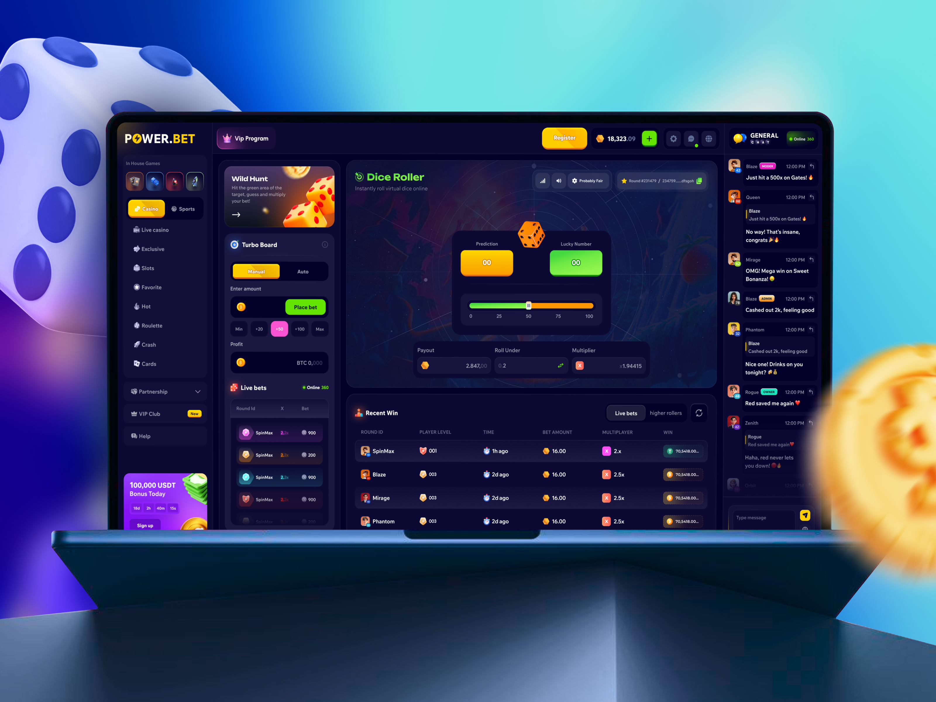 Dice Game - Casino Design betting casino casino app casino gambling casino game casino interface casino template casino ui casino website crash dice dice game gambling gambling web gambling website game gaming website online casino web website