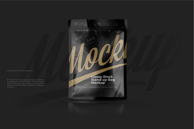 Glossy Black Stand-up Bag Mockup bag branding coffee design food graphic design illustration logo mock up mockup mockups pack package packaging packaging mockup product psd smart object template ui