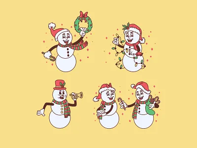 Snowy Retro Holiday Cheer cartoon character christmas cute happy happy holiday holiday illustration merchandise merry christmas new year print retro santa snow snowy t shirt t shirt design