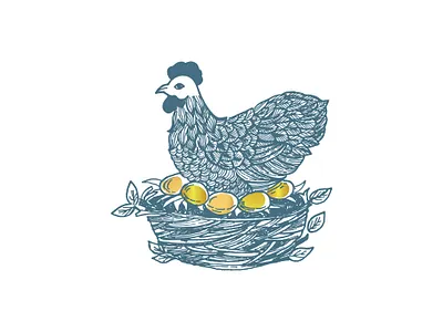 The Hen With Golden Eggs Logo bird brand branding brandlogo cock egg finance food golden golden egg graphic design hand drawn hen illustration investment logo logodesign meat restaurant vector