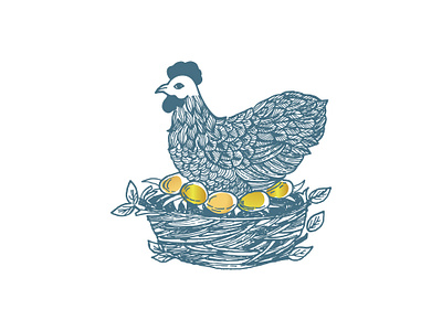 The Hen With Golden Eggs Logo bird brand branding brandlogo cock egg finance food golden golden egg graphic design hand drawn hen illustration investment logo logodesign meat restaurant vector