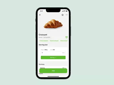 Prototype | Food Diary database food food delivery health menu natie ios app product page prototype recepie recepies servig serving size wellness