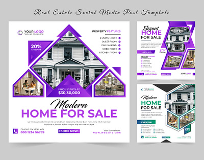 Real Estate Social media Banner Design business corporate design facebook post graphic design home house illustration instagram real estate social media post vector