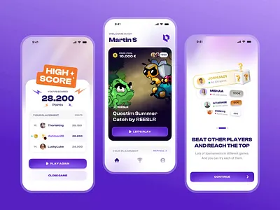 Questim Mobile App animation branding design game mobile app ui ui design uidesign