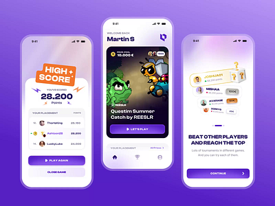 Questim Mobile App animation branding design game mobile app ui ui design uidesign