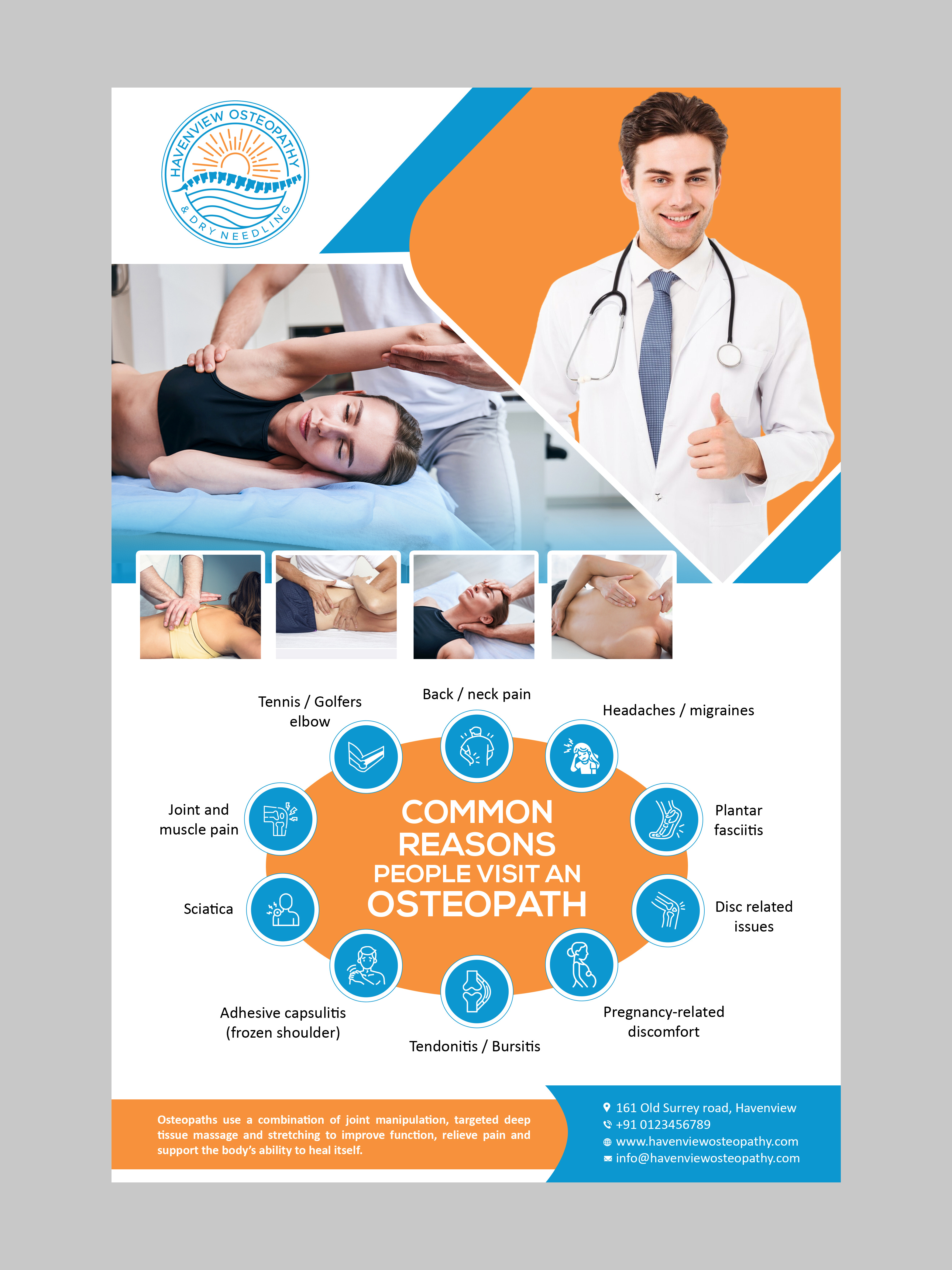 Osteopathy Flyer Design – Modern Wellness & Therapy Services bookcoverdesign branding corporatedesign creativedesign design dribbbledesign graphic design graphicdesign healthcaredesign illustration medicalflyer minimaldesign moderndesign printdesign restaurantbranding social media post therapyflyer